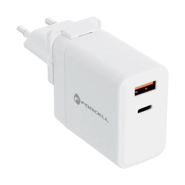 FORCELL F-ENERGY 3in1 Wandladegerät Typ C USB A PD QC4.0 3A 45W mit austauschbaren Steckern Weiß