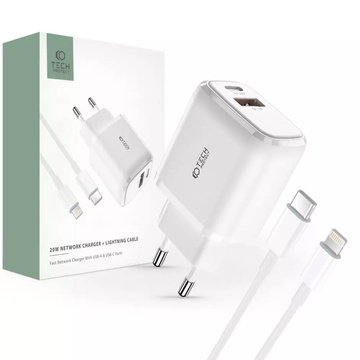 C20W 2-PORT NETZWERKLADEGERÄT PD20W/QC3.0 LIGHTNING KABEL WEISS