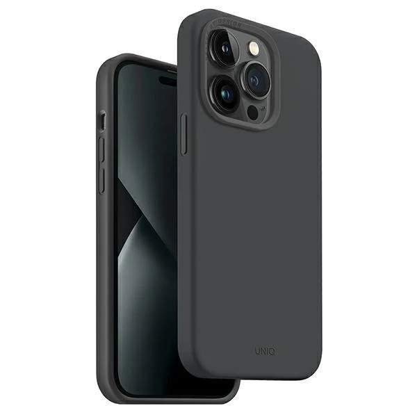 UNIQ Lino Hue Handyhülle für Apple iPhone 14 Pro 6.1" Magclick Charging grau/anthrazit