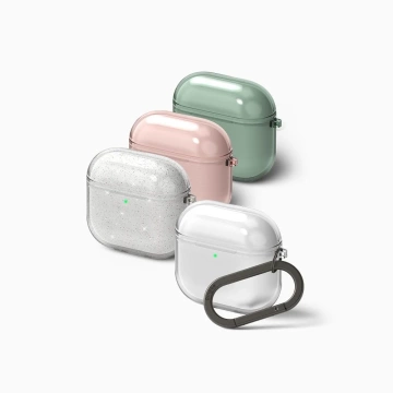 Etui do Apple AirPods 4 Ringke Air Glitter Clear Karabinczyk