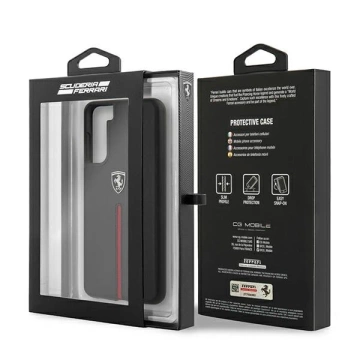 Etui na telefon Ferrari Hardcase do Samsung Galaxy S21 czarny/black hardcase Off Track Leather Nylon Stripe