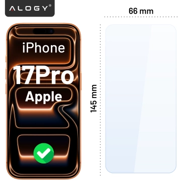2x Szkło Hartowane Ochronne 9H do Apple iPhone 17 Pro, Wzmocnione i Odporne na Zarysowania, Łatwy Montaż Bez Bąbelków, Alogy Heavy Pro+™ – Przezroczyste