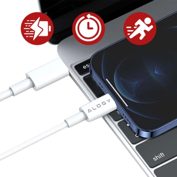 Alogy schnelles USB-C PD 20 W Wandladegerät Lightning-Kabel 1 m Weiß