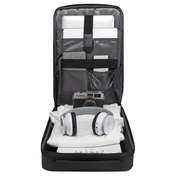 Bange Diebstahlsicherer, wasserdichter Rucksack für 15,6"-Laptops, ideal für Stadtreisen, 46 x 31 x 8 cm, für Arbeit und Flugreisen, für Damen und Herren, mit USB-Anschluss und Zahlenschloss, Schwarz