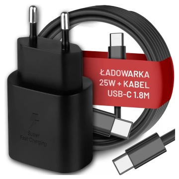Original Samsung USB-C Ladegerät 25W Typ C Kabel 180cm Premium Super Fast Charge Set Weiß
