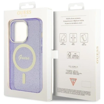 Etui für Telefon Guess GUHMP14XHCMCGU für Apple iPhone 14 Pro Max 6,7" purpurowy/purple hardcase Glitter Gold MagSafe