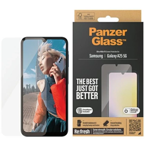 Gehärtetes Glas für Samsung Galaxy A25 5G PanzerGlass Ultra-Wide Fit EasyAligner