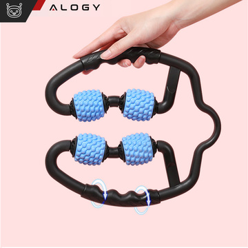 Körpermassagegerät Anti-Cellulite Manueller Muskelroller Alogy 4x Massageroller Universalroller Schwarz und Blau
