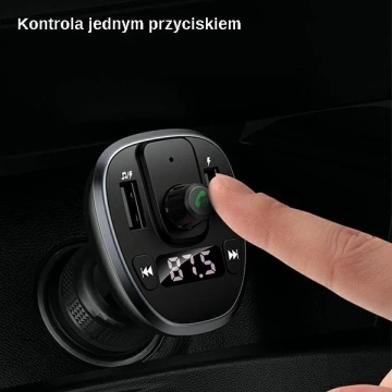  Zestaw głośnomówiący do auta USAMS C21 z transmiterem FM, Bluetooth 5.0, MP3, 2xUSB 3,4A CC115GC01 (US-CC115) czarny/black