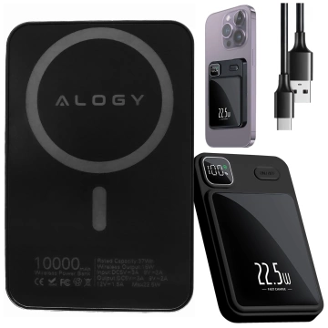 PowerBank Alogy MagCharge 22,5 W PD20W PowerDelivery Schnellladung 10000 mAh kabellos für MagSafe Black