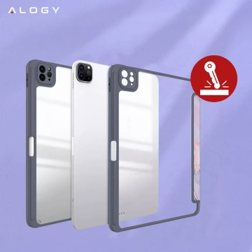 Etui hybrydowe z miejscem na rysik do Apple iPad Air 11" (2024,2025) / Air 10.9" (2020,2022) / Pro 11 (2018) Alogy Hybrid Book Cover Case Marble Fioletowe + Szkło