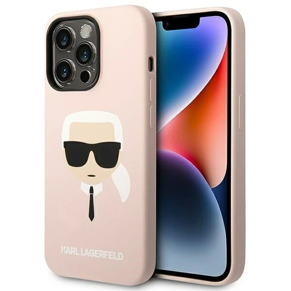 Etui ochronne na telefon Karl Lagerfeld KLHCP14LSLKHLP do Apple iPhone 14 Pro 6,1" hardcase różowy/pink Silicone Karl`s Head