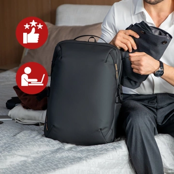 Plecak Podróżny Mark Ryden na Laptopa 15.6", Wodoodporny, Pojemny 21L, z Brelokiem na Klucze i Gwizdkiem  44 × 29 × 17 cm – Czarny