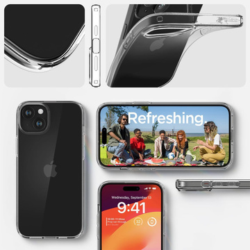 Hülle für iPhone 15 Plus Spigen Liquid Crystal Case Schutzhülle aus transparentem Klarglas