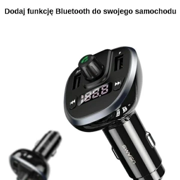  Zestaw głośnomówiący do auta USAMS C21 z transmiterem FM, Bluetooth 5.0, MP3, 2xUSB 3,4A CC115GC01 (US-CC115) czarny/black