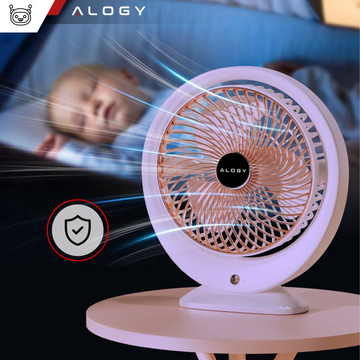 Schreibtischventilator, Standventilator, leistungsstark, klein, tragbar, kabellos, 1200 mAh, USB-C, Alogy White