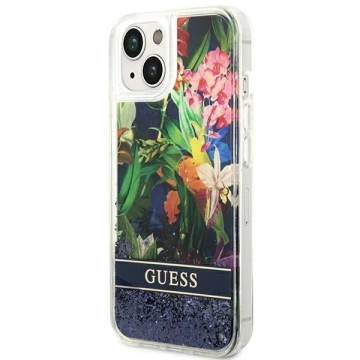 Etui Guess GUHCP14MLFLSB für Apple iPhone 14 Plus 6,7" niebieski/blue Hardcase Flower Liquid Glitter