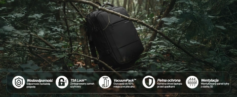 Pleacak wodoodporny Bange na laptopa miejski podróżny 46x30.5x20 cm z możliwością rozszerzenia do pracy samolotu męski damski z przegrodą próżniową + pompka próżniowa Czarny