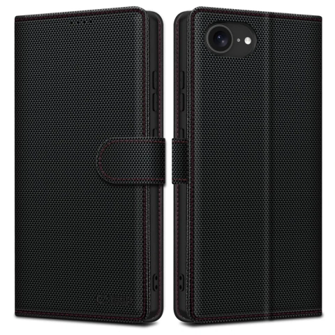 Etui do iPhone 16e Tech-Protect Wallet RS Czarny Czerwone Obszycie