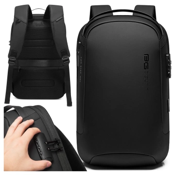 Plecak Antykradzieżowy wodoodporny Bange na laptopa 15.6" miejski podróżny 48x30x16 cm do pracy samolotu męski damski z gniazdem USB i zamkiem szyfrowym Czarny