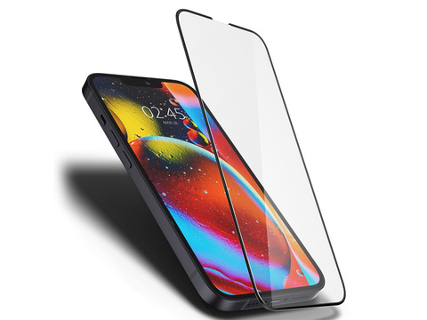 Szkło Spigen Glas.tR Slim FC do etui do Apple iPhone 13/ 13 Pro/ 14 Black + Kabel 1m Lightning
