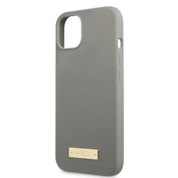 Etui Guess GUHMP13MSPLG für Apple iPhone 13 6,1" szary/grey Hard Case Silicone Logo Plate MagSafe