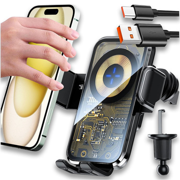 Autohalterung mit 15-W-Qi-Induktionsladegerät für Autogrill für 6,9-Zoll-Telefon Alogy Black