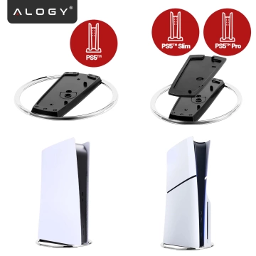 Stojak pionowy do PlayStation 5 PS5 / Slim / Pro – stabilna metalowa podstawa chłodząca, antypoślizgowa, poprawia cyrkulację powietrza – Alogy SteelStand™