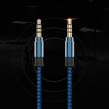 Kabel Audio 2x Mini Jack - Jack 3.5mm długi przewód AUX Oplot mocny 1.5m Niebieski