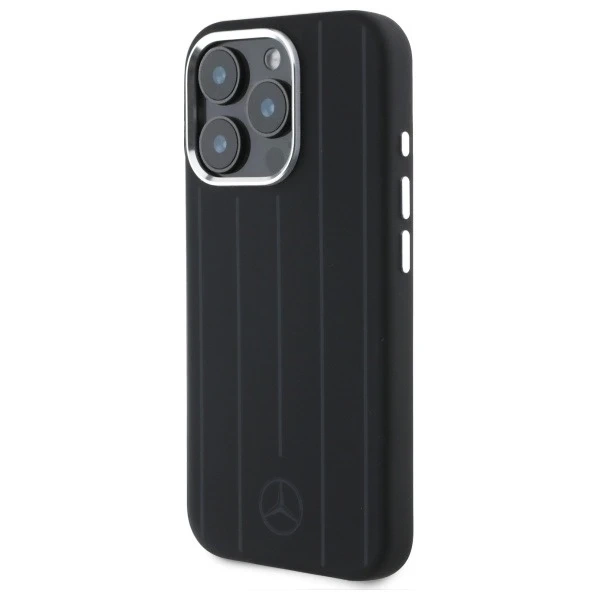 Etui Mercedes für iPhone 16 Pro 6,3" Czarny MagSafe Hardcase Silikon Vertical Tonal Stripes