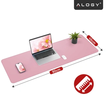 Schreibtischunterlage 90 × 45 cm – rutschfeste Schutzmatte aus elegantem PU-Kunstleder, für Maus und Tastatur, stilvoll und langlebig – Alogy WorkMat™ Pink