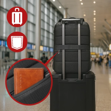 Bange wasserdichter Rucksack für 15,6-Zoll-Laptop, Stadtreisender, 45 x 30 x 16 cm, für Arbeit, Flugzeug, Herren, Damen, mit USB-Anschluss Schwarz