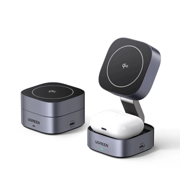Ugreen W702 3in1 MagSafe Qi2 Ladegerät 15W Faltbar USB-C Schwarz