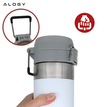 Alogy Thermos ThermoGo™ 800ml Edelstahl-Reisebecher, auslaufsicher, faltbar, ideal für Kaffee, Tee, Sport und Auto, hält Getränke lange warm, weiß