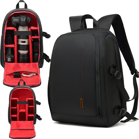 Plecak fotograficzny wodoodporny pokrowiec na aparat, sprzęt fotograficzny, laptop 15.6 duży 44x30x19 Czarno-czerwony