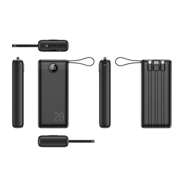 Powerbank Externer Akku (POWER BANK) VEGER C20 – 20.000 mAh (Micro Typ C Lightning 8-polig) schwarz W2047