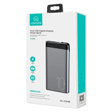 USAMS Powerbank PB55 10000mAh 2xUSB LED Display grau/grau 10KCD14801 (US-CD148) Aluminium