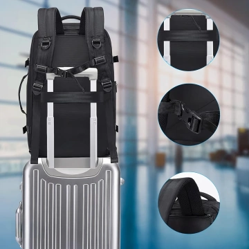Bange wasserdichter Rucksack für 15,6-Zoll-Laptop, Stadtreisender, 45 x 30 x 16 cm, für Arbeit, Flugzeug, Herren, Damen, mit USB-Anschluss Schwarz
