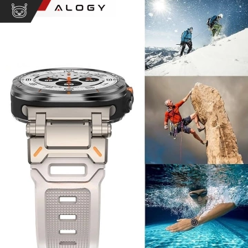 Alogy Luxus-Metall-TPU-Armband für Apple Watch 42/44/45/49 mm, Beige