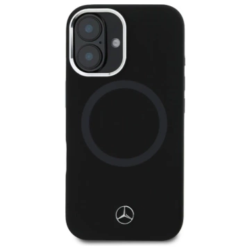 Etui Mercedes do iPhone 16 6.1" Czarny Hardcase Silicone Tonal Logo MagSafe