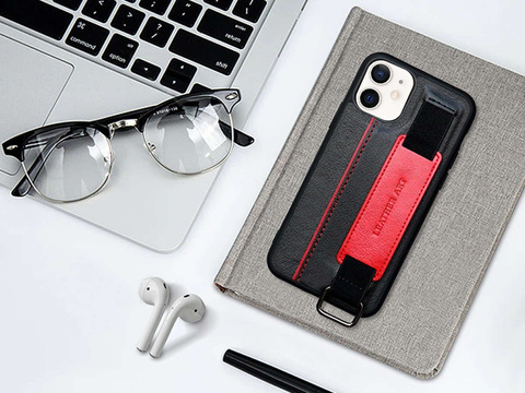 Etui obudowa Alogy Leather Case do Apple iPhone 12 Mini 5.4 Czarne + Szkło