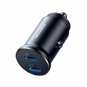 Metalowa ładowarka samochodowa Joyroom JR-CCN06 30 W, 2× USB-C – czarna