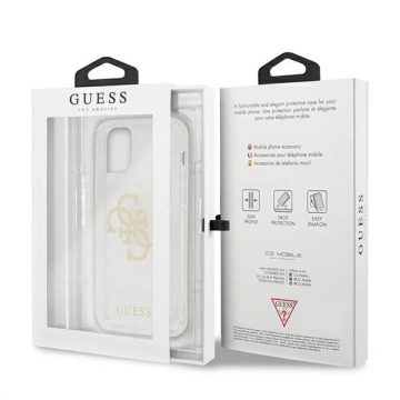 Guess GUHCP12LPCUGL4GTR iPhone 12 Pro Max 6,7" transparente Hartschale Glitter 4G Big Logo