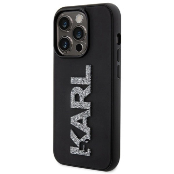 Etui Karl Lagerfeld KLHCP15L3DMBKCK für iPhone 15 Pro 6,1" Zarny/Schwarz Hardcase 3D Rubber Glitter Logo