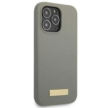 Etui Guess GUHMP13LSPLG do Apple iPhone 13 Pro / 13 6,1" szary/grey hard case Silicone Logo Plate MagSafe