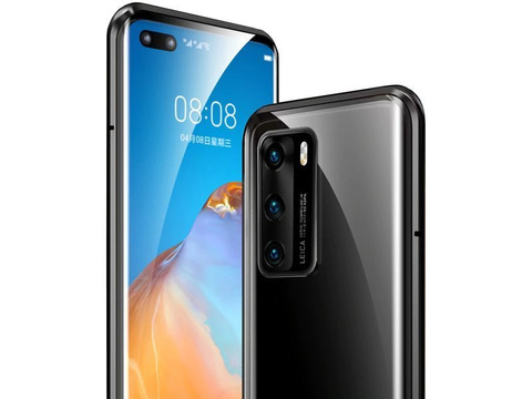 Etui magnetyczne szklane Dr.Fit dwustronne do Huawei P40 Czarne