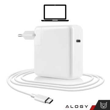 Ładowarka Zasilacz do Apple MacBook Alogy Universal Charger Kabel 2m USB-C do USB-C Szybkie ładowanie PowerDelivery PD 87W Biały