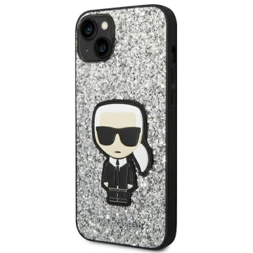 Handyschutzhülle Karl Lagerfeld KLHCP14MGFKPG für Apple iPhone 14 Plus 6.7" Hardcase Silber/Silber Glitter Flakes Ikonik