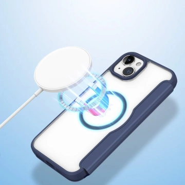 Dux Ducis Skin X Pro Hülle für Apple iPhone 15 Plus Magnetische MagSafe Flip Cover – Blau