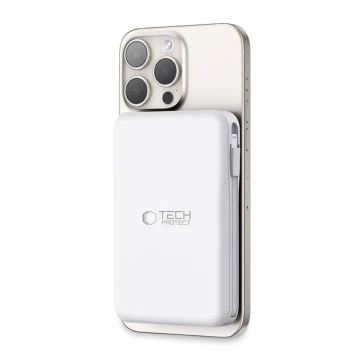 Powerbank magnetyczny z przewodem PB31 Lifemag Magsafe Power Bank 10000 mAh (Typ C + Lightning) Biały